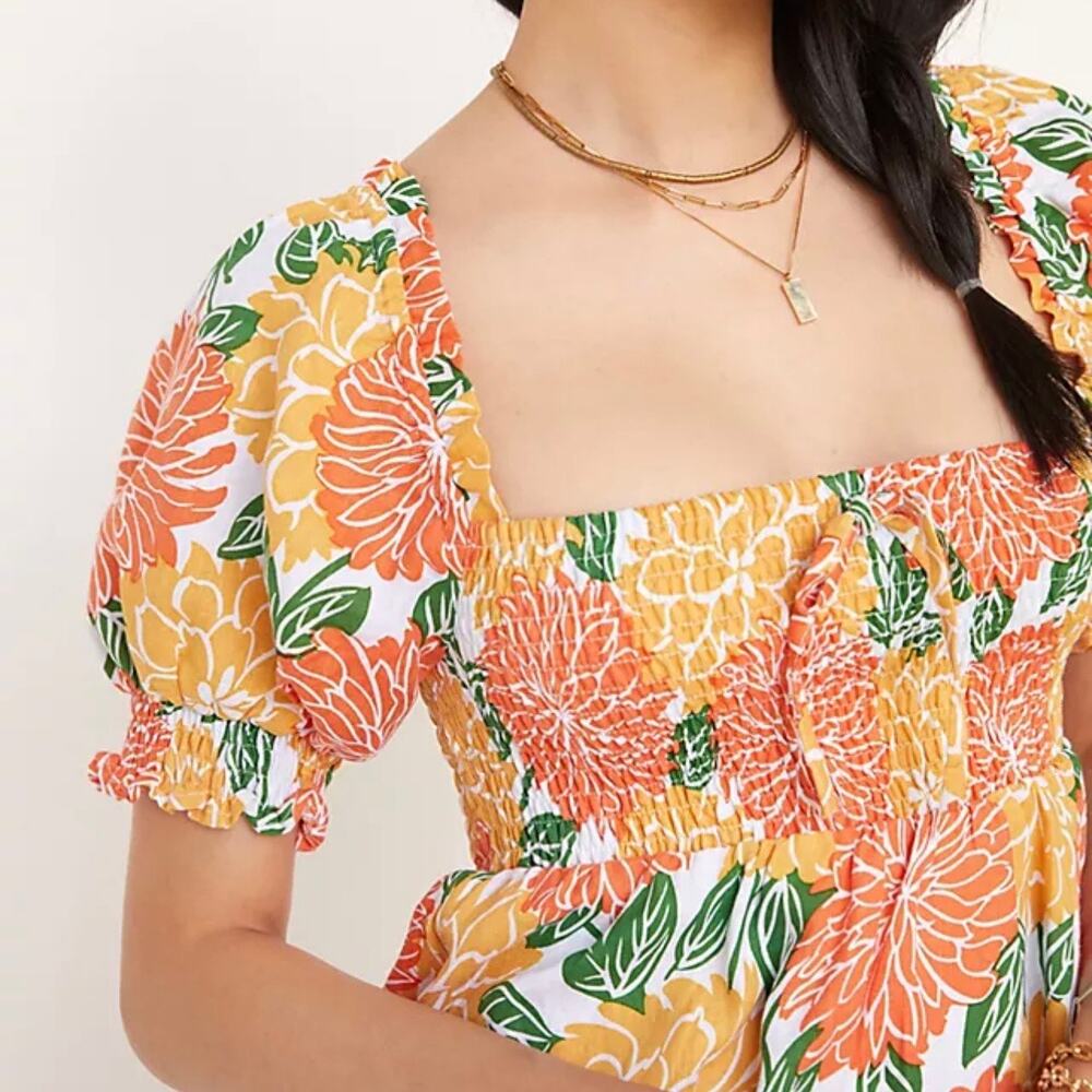 House of Harlow SZ XS Linen Dress with Orange Yellow Details - Picture 5 of 9